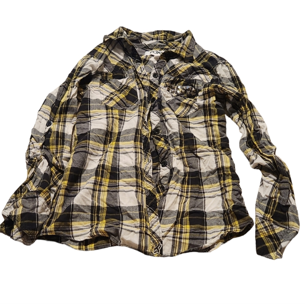 Fox Racing Plaid Embellished Button Down Shirt
